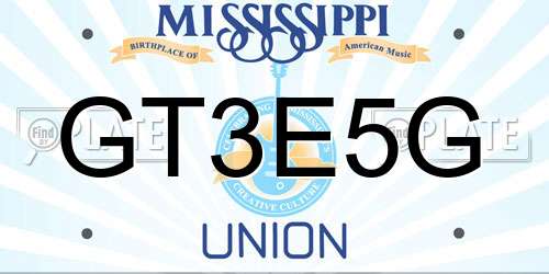 GT3E5G Mississippi License Plate