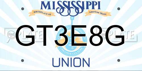 GT3E8G Mississippi License Plate