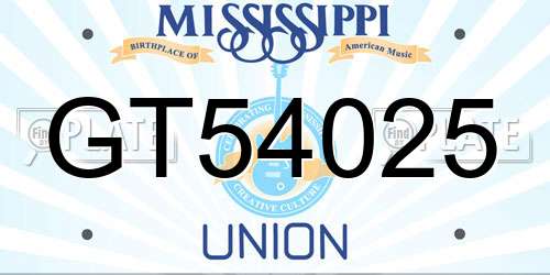GT54025 Mississippi License Plate