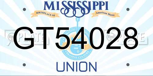 GT54028 Mississippi License Plate