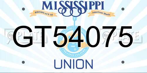 GT54075 Mississippi License Plate