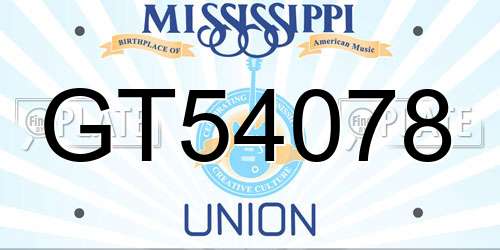 GT54078 Mississippi License Plate
