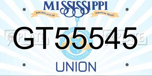 GT55545 Mississippi License Plate
