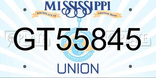 GT55845 Mississippi License Plate