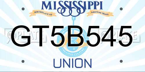GT5B545 Mississippi License Plate