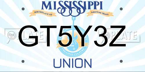 GT5Y3Z Mississippi License Plate