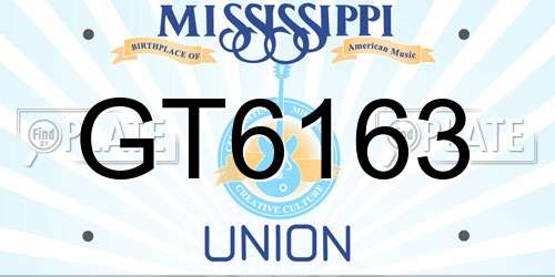 GT6163 Mississippi License Plate