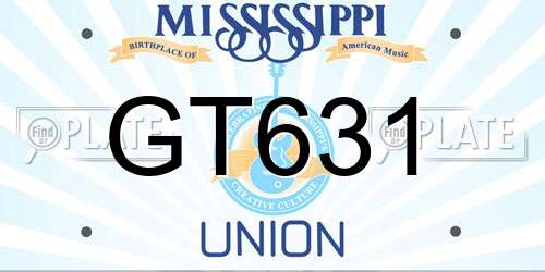 GT631 Mississippi License Plate