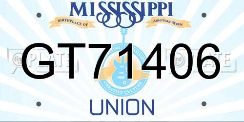 GT71406 Mississippi License Plate