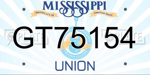 GT75154 Mississippi License Plate