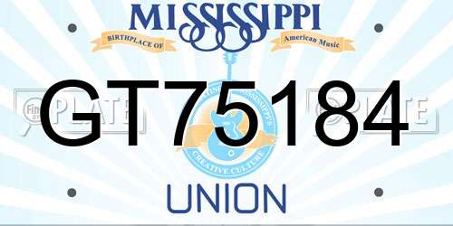 GT75184 Mississippi License Plate