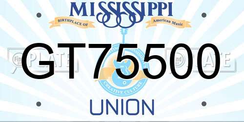 GT75500 Mississippi License Plate