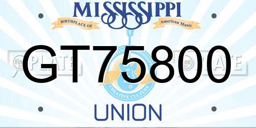 GT75800 Mississippi License Plate