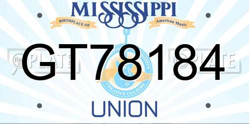 GT78184 Mississippi License Plate