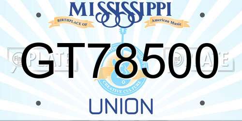 GT78500 Mississippi License Plate
