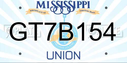 GT7B154 Mississippi License Plate