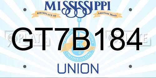 GT7B184 Mississippi License Plate