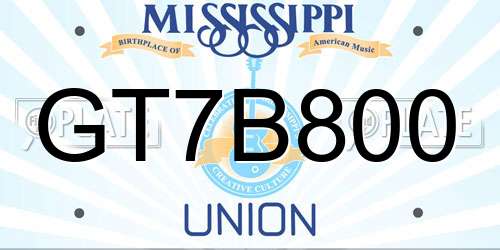 GT7B800 Mississippi License Plate