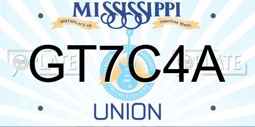 GT7C4A Mississippi License Plate