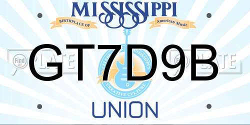 GT7D9B Mississippi License Plate