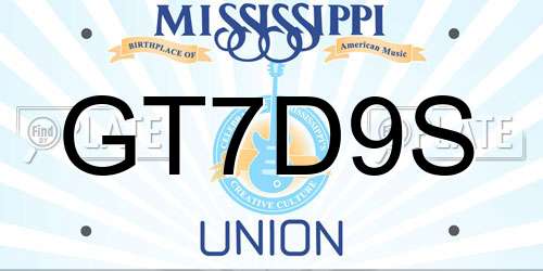 GT7D9S Mississippi License Plate