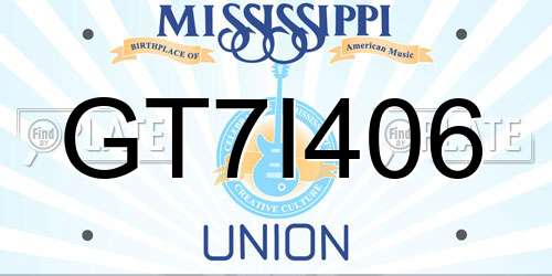 GT7I406 Mississippi License Plate