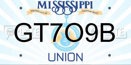 GT7O9B Mississippi License Plate