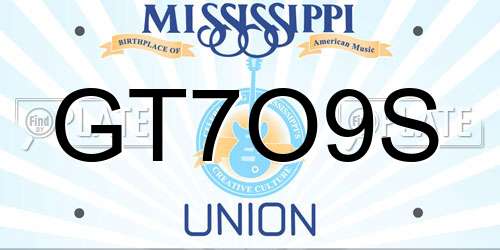 GT7O9S Mississippi License Plate