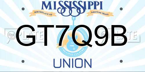 GT7Q9B Mississippi License Plate