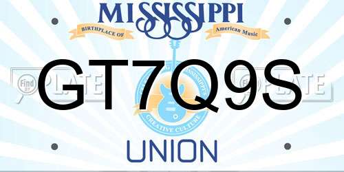 GT7Q9S Mississippi License Plate