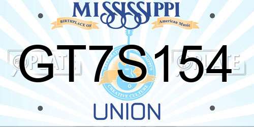 GT7S154 Mississippi License Plate