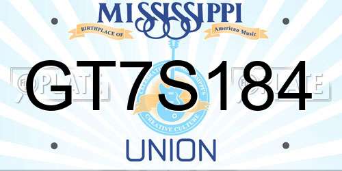 GT7S184 Mississippi License Plate