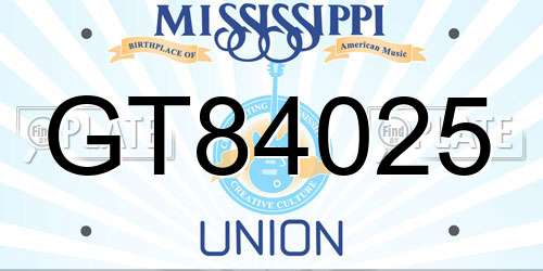 GT84025 Mississippi License Plate