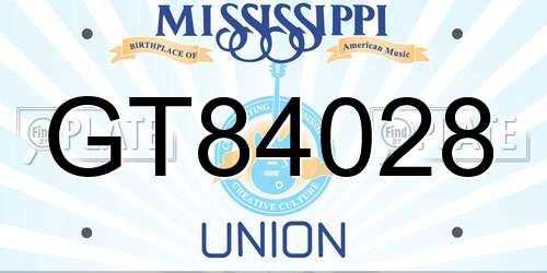 GT84028 Mississippi License Plate