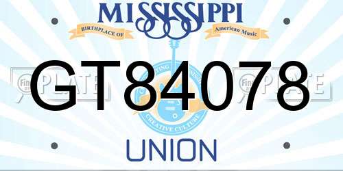 GT84078 Mississippi License Plate