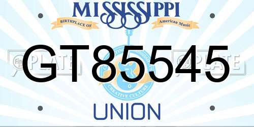 GT85545 Mississippi License Plate