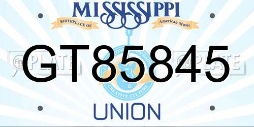 GT85845 Mississippi License Plate