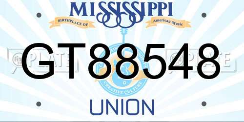 GT88548 Mississippi License Plate