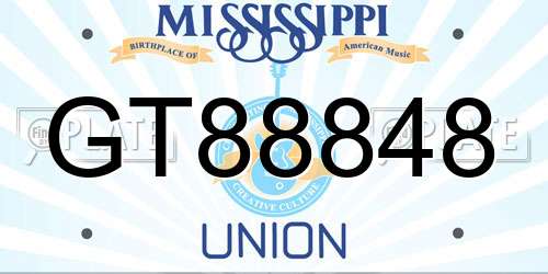 GT88848 Mississippi License Plate