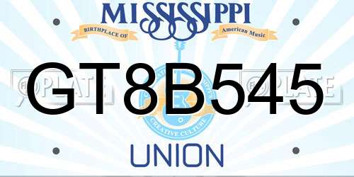 GT8B545 Mississippi License Plate