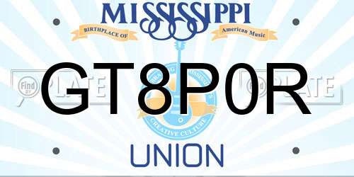 GT8P0R Mississippi License Plate
