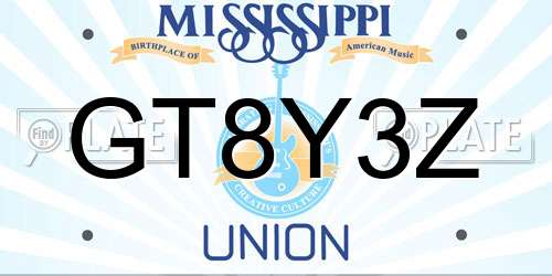 GT8Y3Z Mississippi License Plate