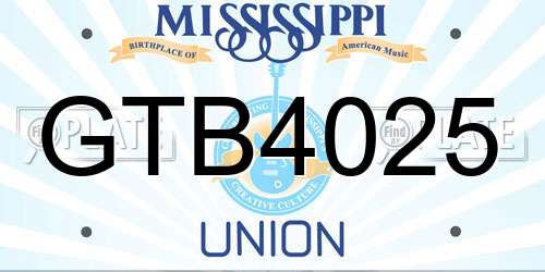 GTB4025 Mississippi License Plate