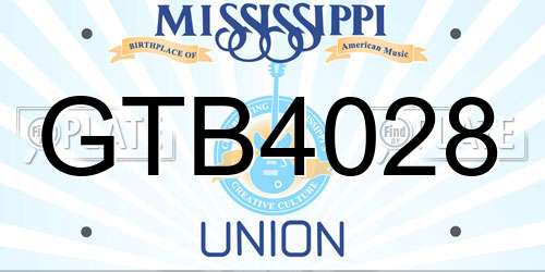 GTB4028 Mississippi License Plate