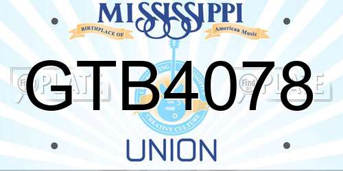 GTB4078 Mississippi License Plate