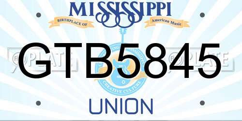 GTB5845 Mississippi License Plate