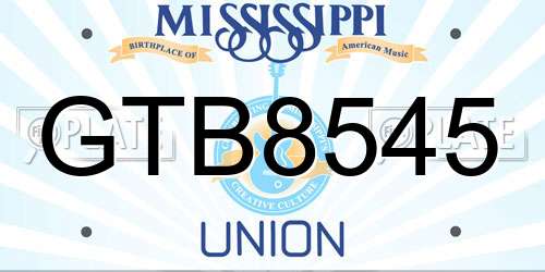 GTB8545 Mississippi License Plate