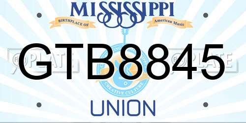 GTB8845 Mississippi License Plate