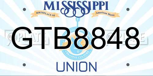 GTB8848 Mississippi License Plate