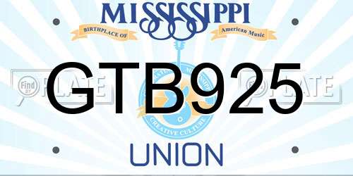 GTB925 Mississippi License Plate